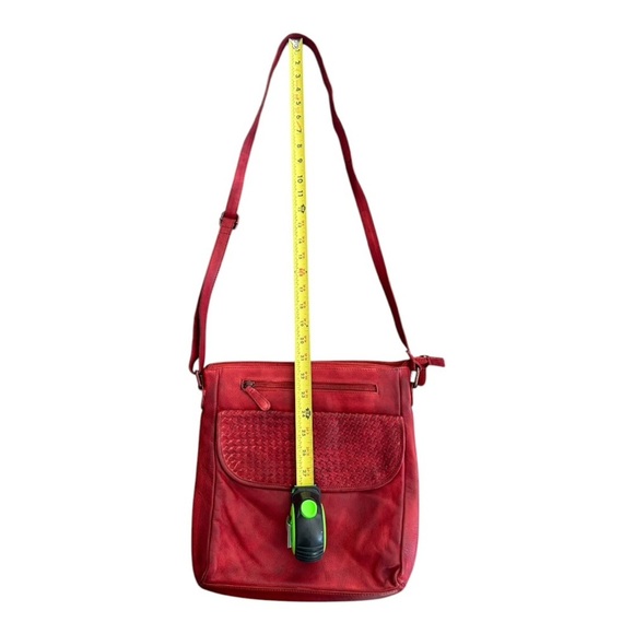 Braided Leather Crossbody Bag Purse Casual Genuine Leather 11” x 11” Red… - Picture 7 of 15